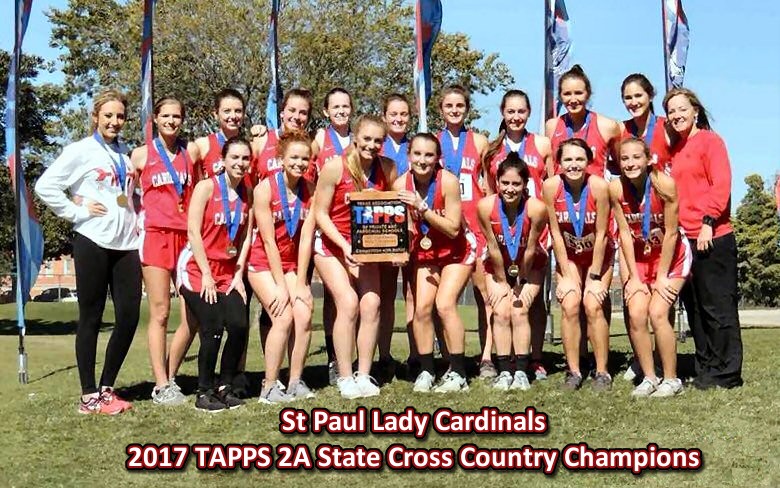 St. Paul Lady Cardinals - 2017 TAPPS 2A Girls State Cross Country Champions