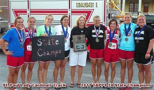St. Paul Lady Cardinals - 2011 TAPPS 2A State Track Champions